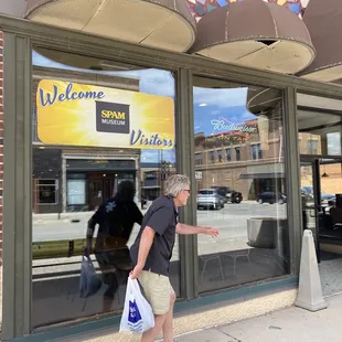 Outside the restaurant