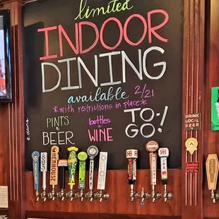 a chalk board with beer taps