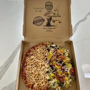 Half cheese- Half Mediterranean Pizza