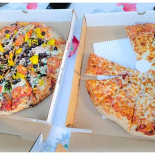 Birthday pizza for our birthday girl &amp; us!  5.23.22 Cheese and Mediterranean