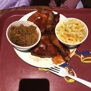 Barbecue Chicken, Yams and Mac &amp; Cheese