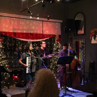 a group of people playing music