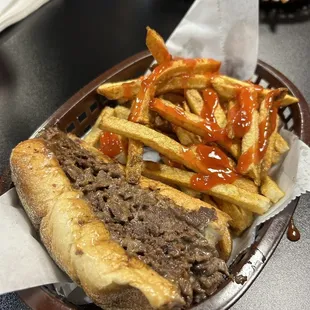 Half sandwich Philly Cheesesteak