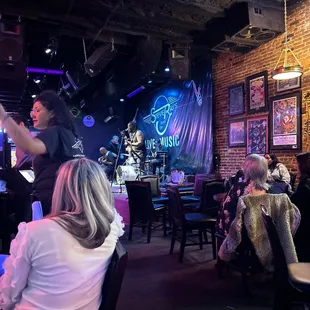 a band playing on stage