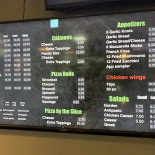 The menu
