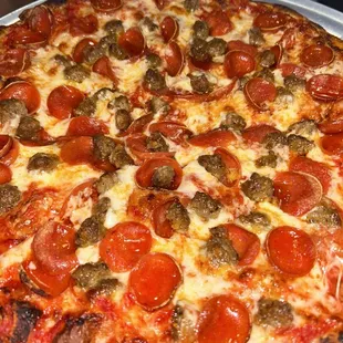 Pepperoni, sausage, garlic