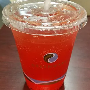 Mango Berry handcrafted soda. $1.99.