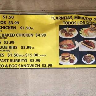 a menu for a mexican restaurant