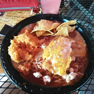 New Mexico Chile Enchiladas with an egg - so delicious and authentic