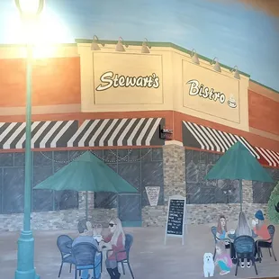 a painting of a restaurant