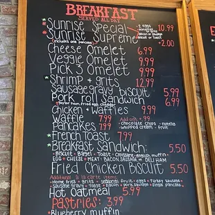 Breakfast menu.