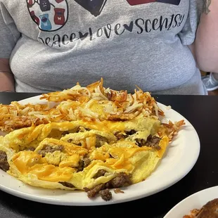 Breakfast Sausage and cheese omlette