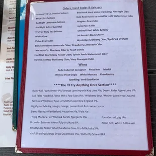 menu