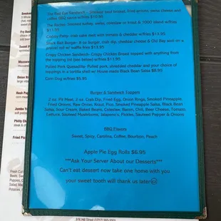menu
