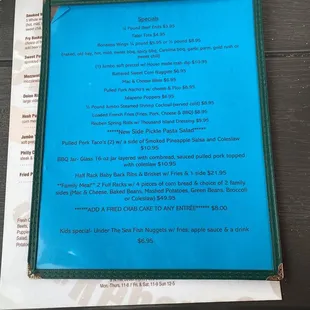 menu