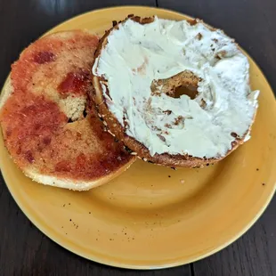 two bagels on a plate