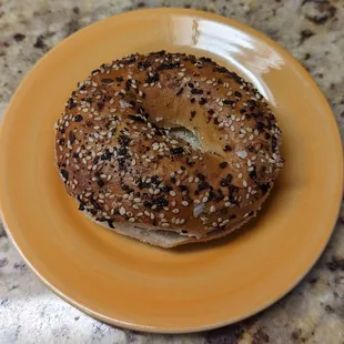 a bagel on a plate