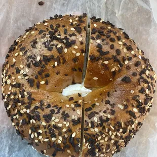 Everything bagel toasted w/ cream cheese