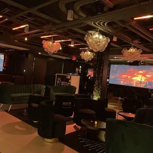 lounge area with large screen