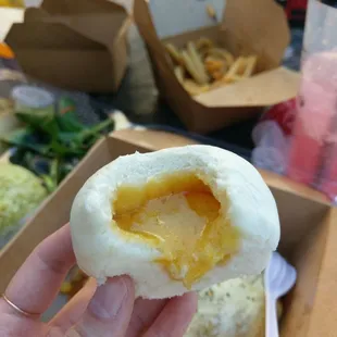 Egg yolk lava buns