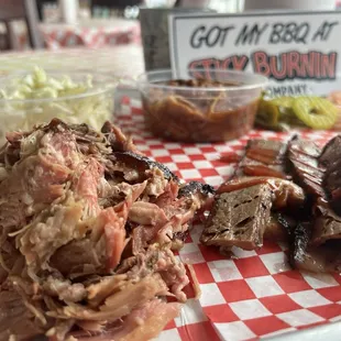 Two meat patter : pork and brisket ..