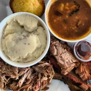 Brisket and pulled pork plate