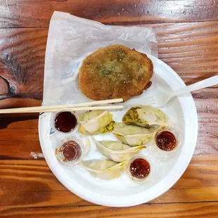 Vegan Potstickers and Scallion Pancake