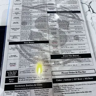 sushi and sashimi, menu