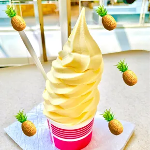 a pineapple ice cream cone