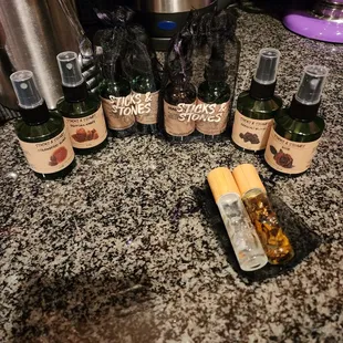 4 smudge sprays, 4 essential oils,  2 roller bottles...  I bought more,  but this is what I have a picture for.