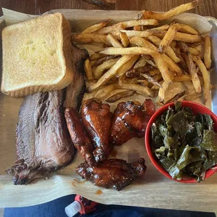 2 meat combo with smoked wings and brisket
