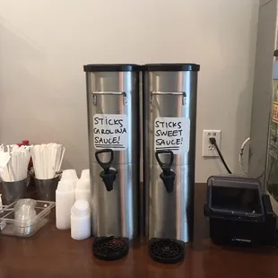 Bbq sauces: sticks sweet and Carolina