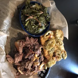Sticks N Bones Sammie with Collard Greens side (Delicious!, highly recommend the greens)