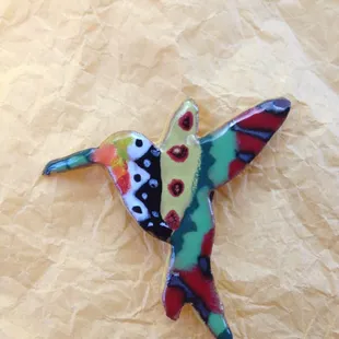 Hummingbird bird magnet by local artist Marian Coleman.