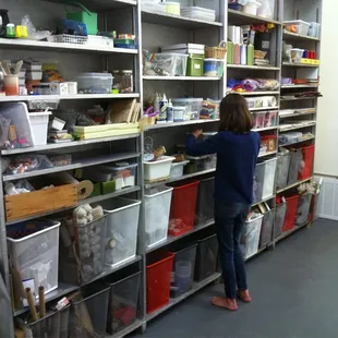 Recycled materials in the art lab.