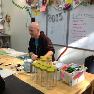 Glass etching workshop.