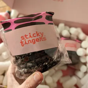 Chocolate chipwhich with strawberry frosting.