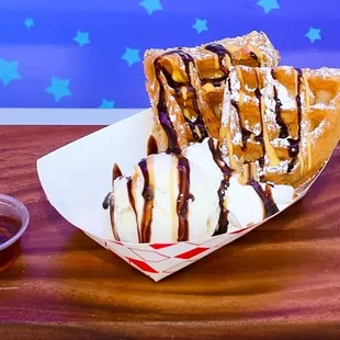 Wake n' bake dessert: A tasty rendition of a donut, only with a WAFFLE!