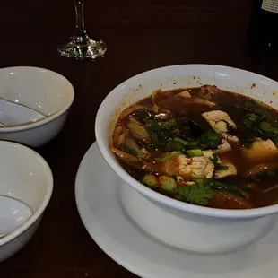 The soup comes with cute bowls for individual serving