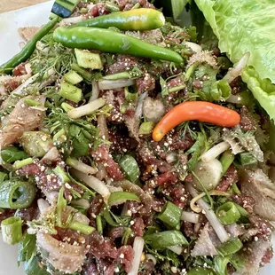 Raw bitter beef laab!  best in town!