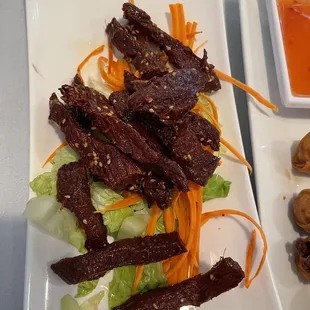 9. Beef Jerky (with a few pieces already eaten lol)