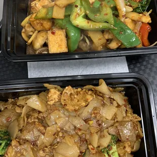 Thai spicy basil and pad see ew