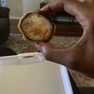 Perfectly rolled sushi  cream cheese fried tempura