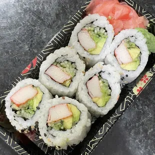 Crab avocado cucumber sushi $8.95