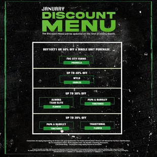 JANUARY DISCOUNT MENU