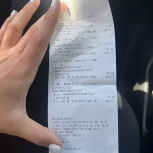 My receipt for a discount of $84