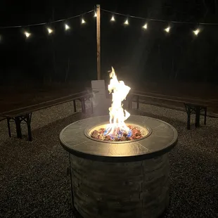 Outside fire pit with outdoor games