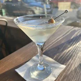 a martini on a napkin