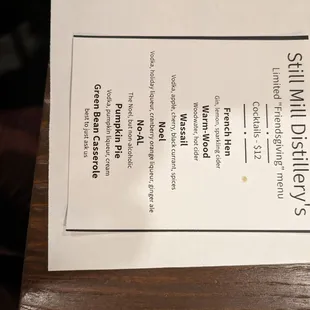 Friendsgiving limited menu