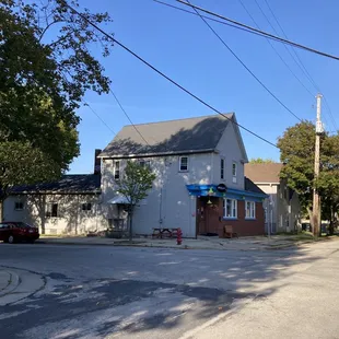 an empty street in a small town